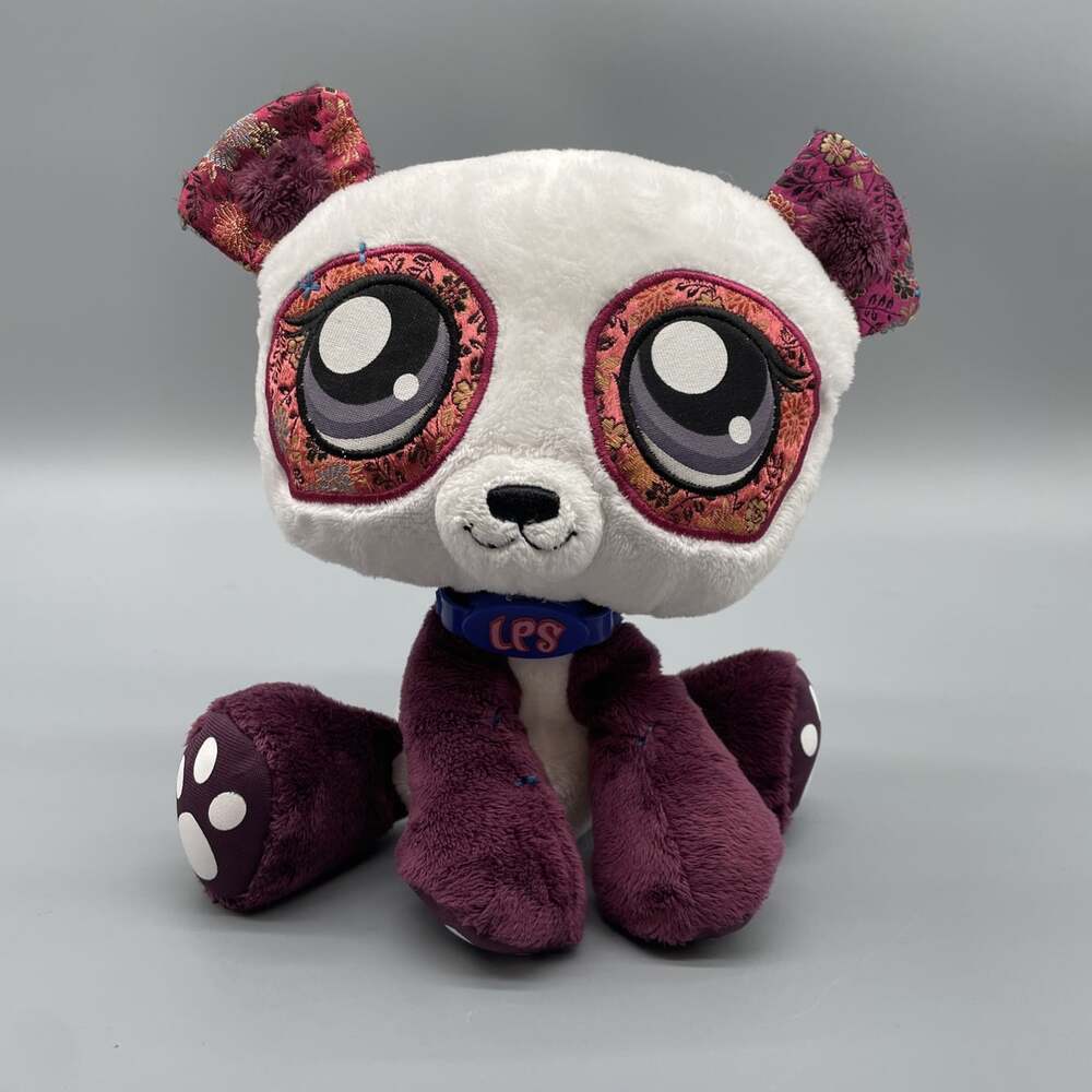 Hasbro Littlest Pet Shop LPS White & Purple Panda Bear Plush Stuffed Orig. 2007